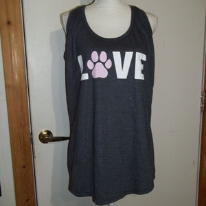 Love (Paw Print) Racer Back Tank XXL